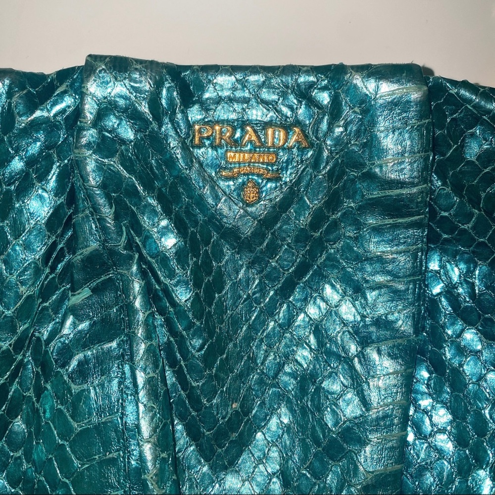 Prada Blue Python Clutch Wristlet Bag - image 2